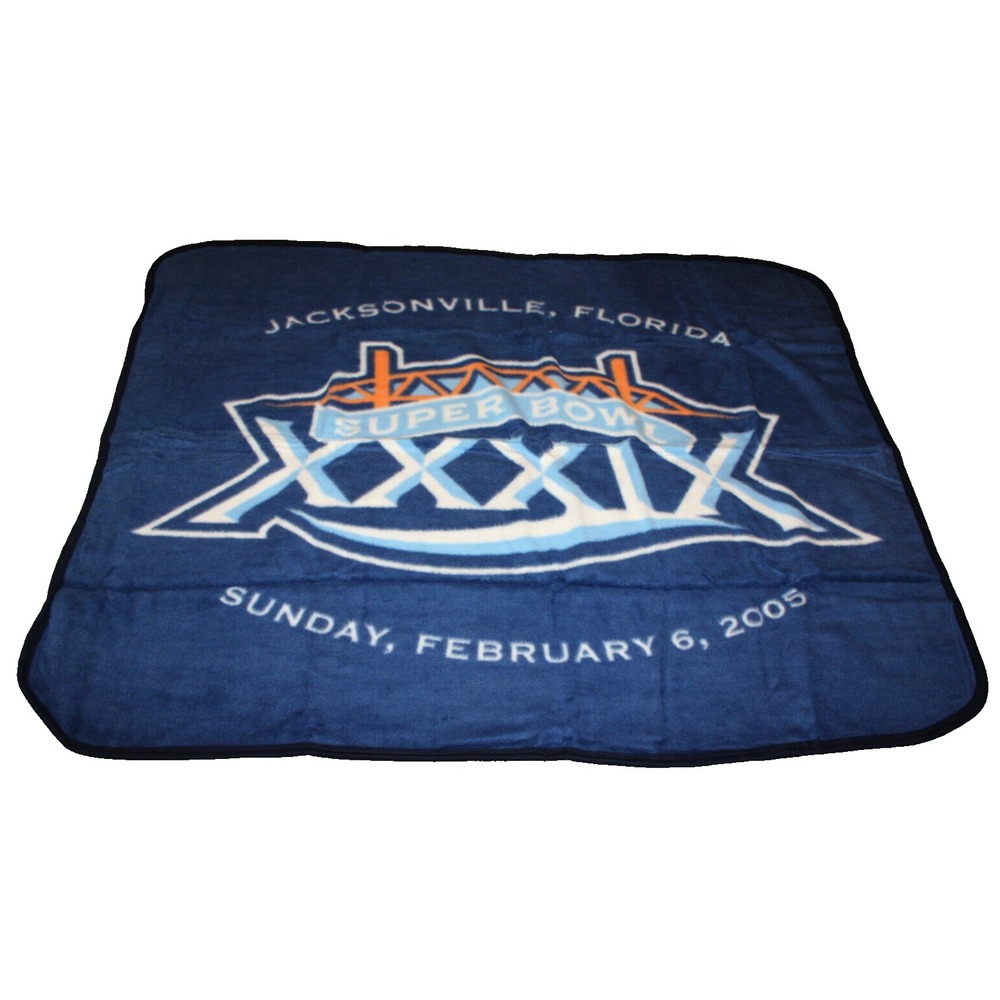 2005 Super Bowl XXXIX 39 woven jacquard plush throw football  (50"x60") blanket
